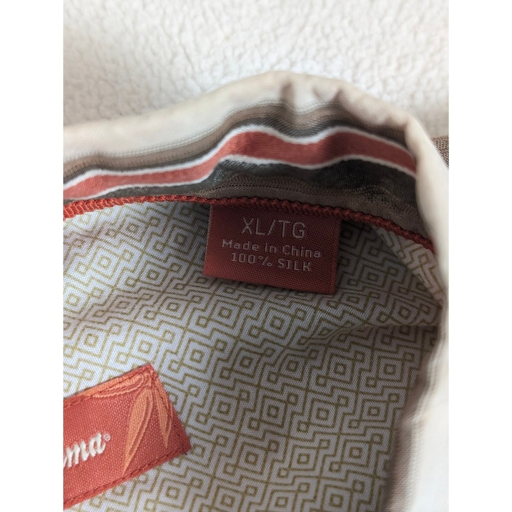 Tommy Bahama Men's Casual Shirt Size XL Striped Rust Tan‎ Blue 100% Silk Bold - Picture 3 of 6